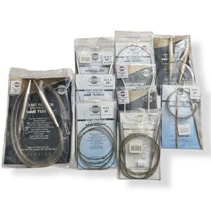 Bundle 10 Skacel Knit Faster Needles Addi Turbo Natura  Assorted Sizes Lengths